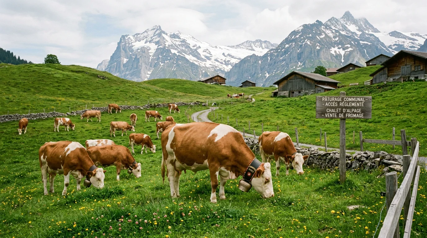 Bovins au pâturage dans un paysage alpin suisse