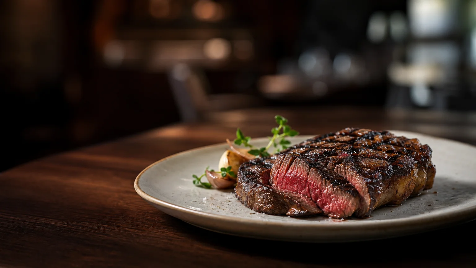 Pièce de bœuf grillée dans un restaurant élégant à Genève