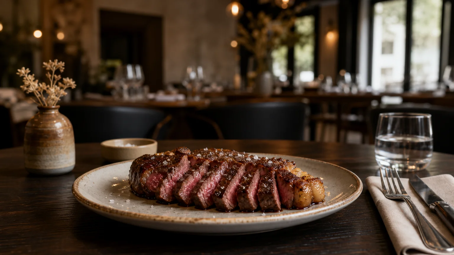 Assiette de bœuf dans un restaurant gastronomique à Genève