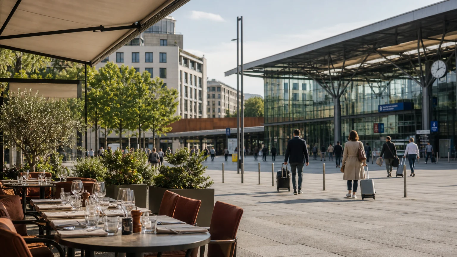 Quartier des restaurants autour de la gare des Eaux-Vives à Genève