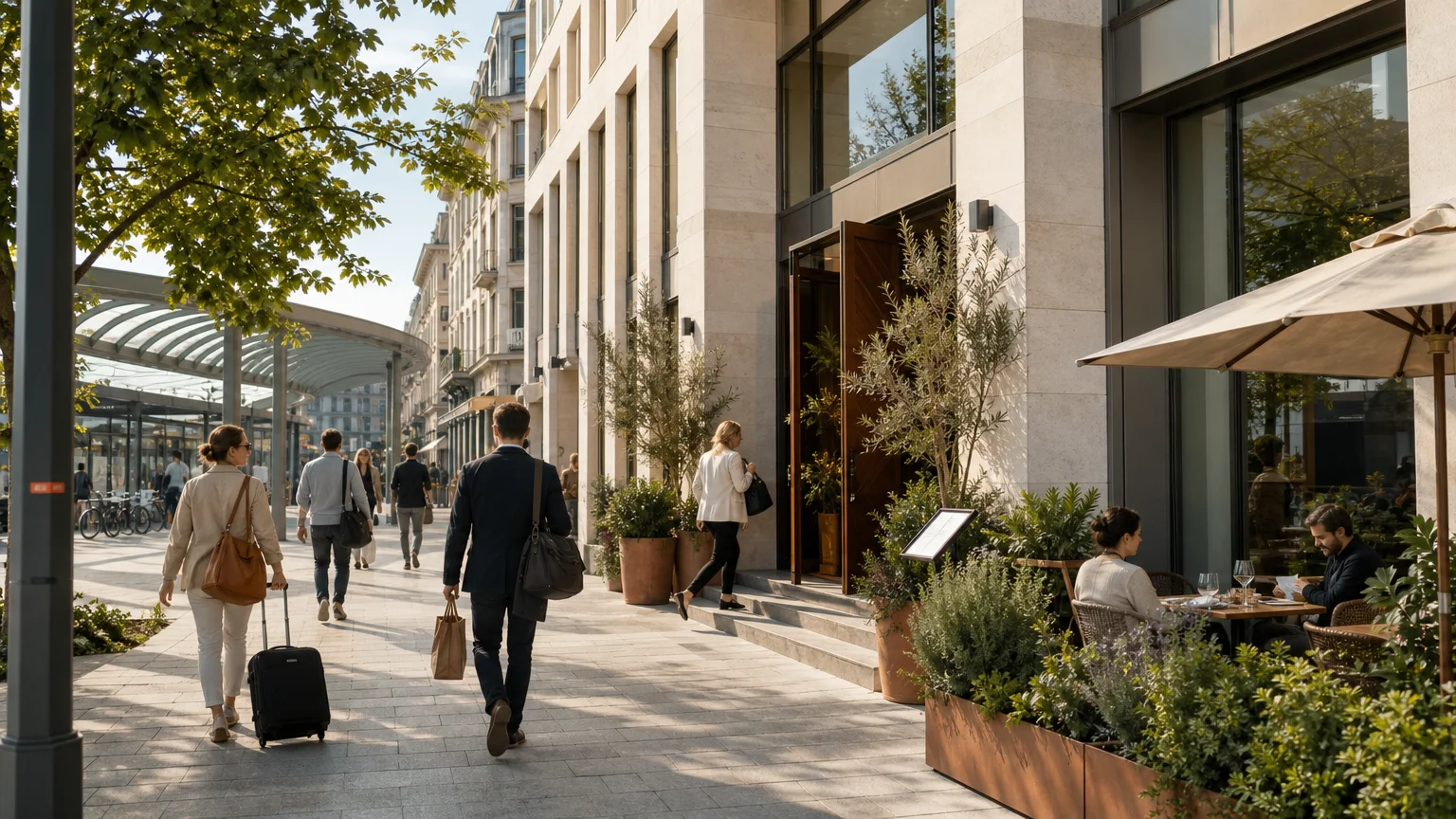 Restaurants et accès autour de la gare des Eaux-Vives à Genève