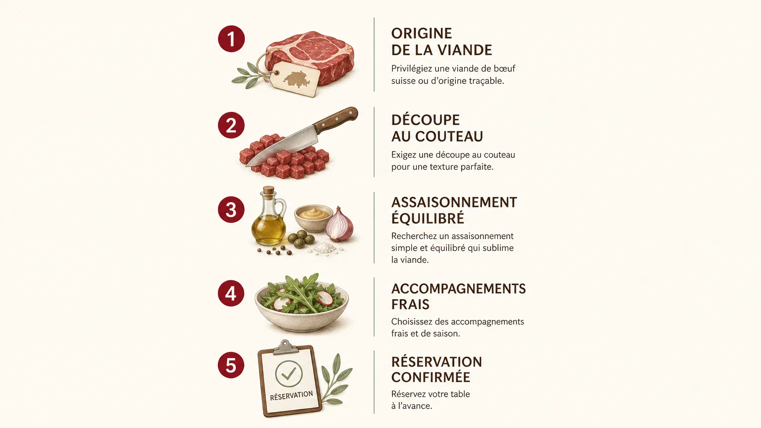 Checklist des critères pour choisir un bon tartare de bœuf