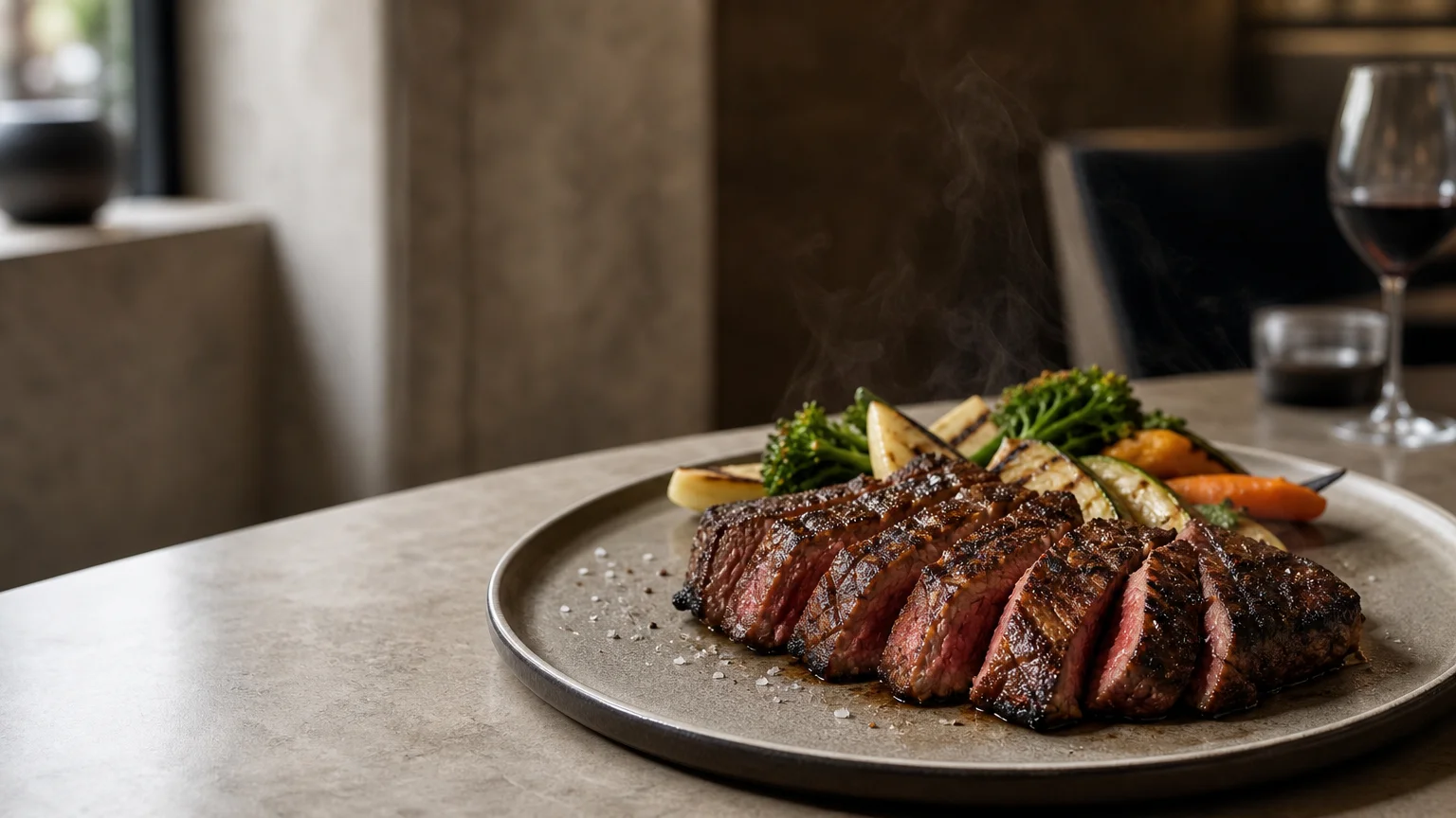 Pièce de bœuf Black Angus grillée dans un restaurant à Genève